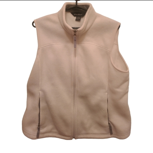 Eddie Bauer Jackets & Blazers - Eddie Bauer Womens Fleece Vest  White Ivory w/ Pockets & Mock Neck Size XL